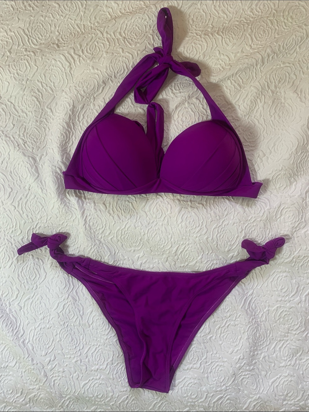 NWOT SAMIOL Women's Purple Halter Tie Bikini Set, Size L